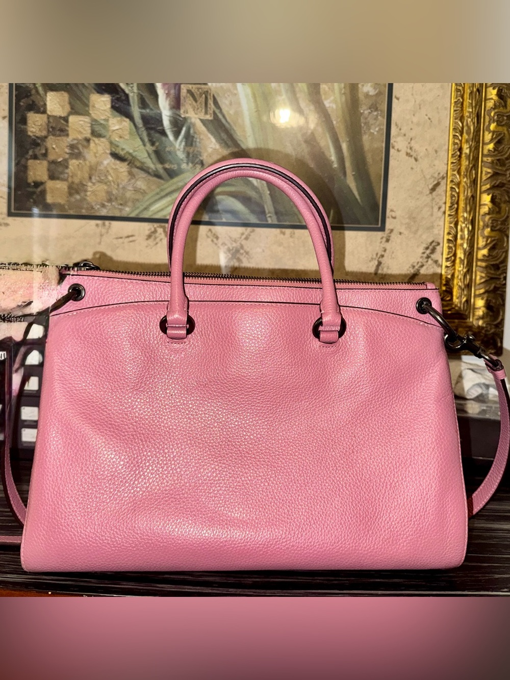 Coach Dusty Pink Mia Leather Satchel with Strap 2019 (F77884) - EUC $499 MSRP - Picture 4 of 15